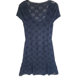 Free People Dress womens size small black lace mini Short Sleeve Round Neck